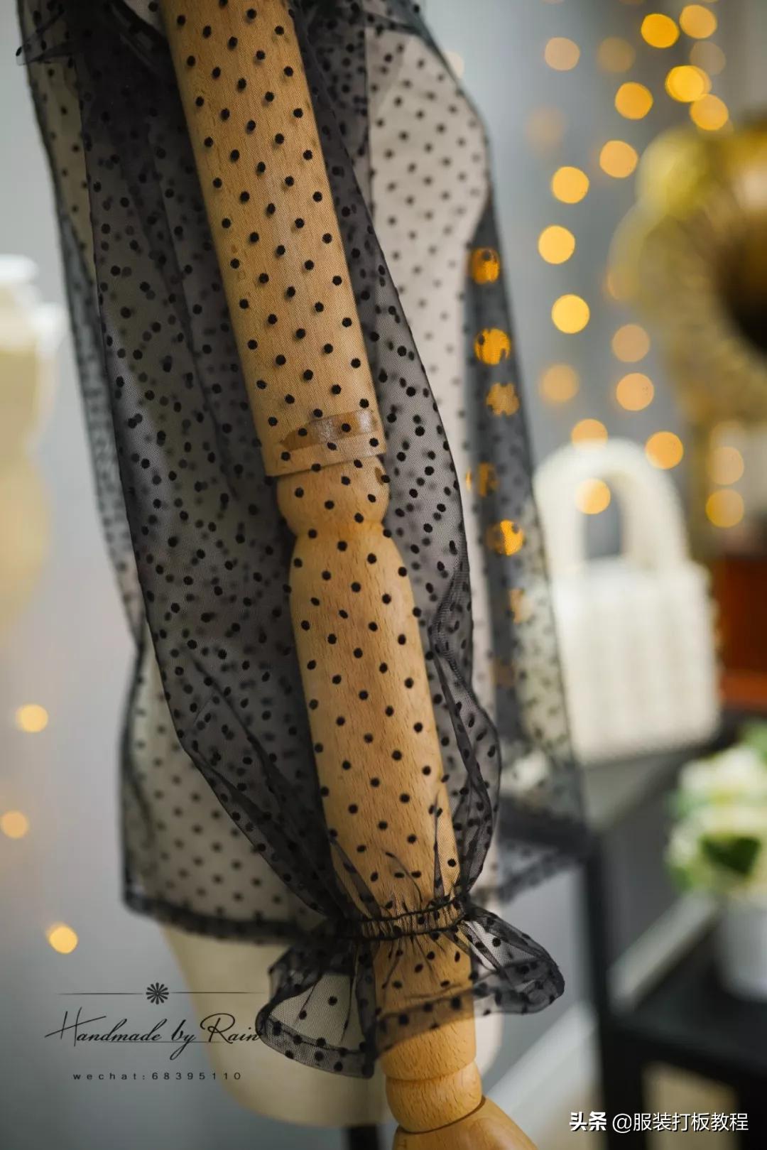 蕾丝半高领网纱打底衫制作,蕾丝高领拼接打底衫制作教程