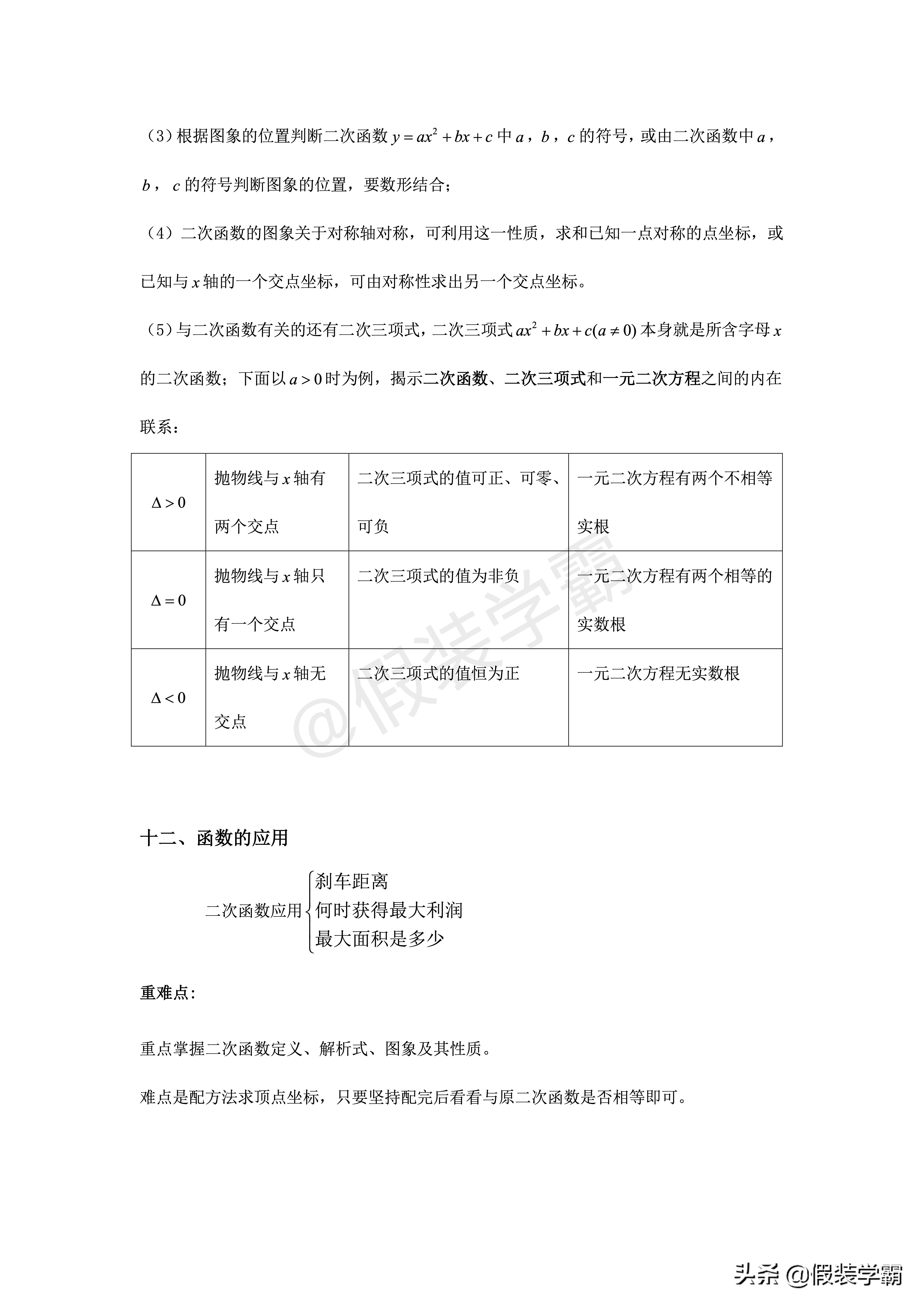 二次函数知识点归纳思维导图,初中二次函数知识点讲解全集