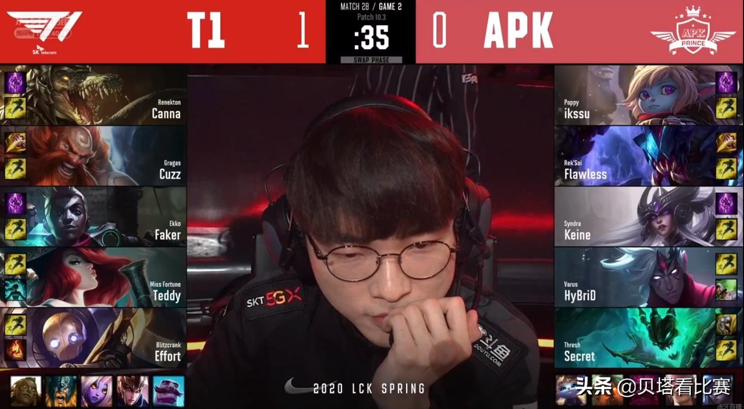 Faker招牌艾克登场！SKT以2-0击败APK，cuzz酒桶惨遭弹幕狂喷
