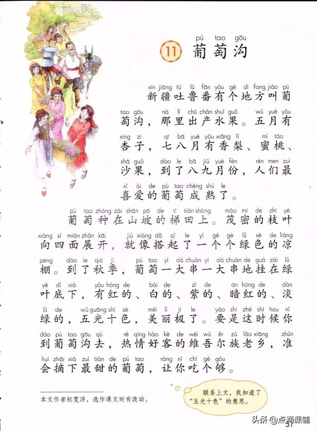 二年级语文上册课文11葡萄沟语文辅导预习复习知识点