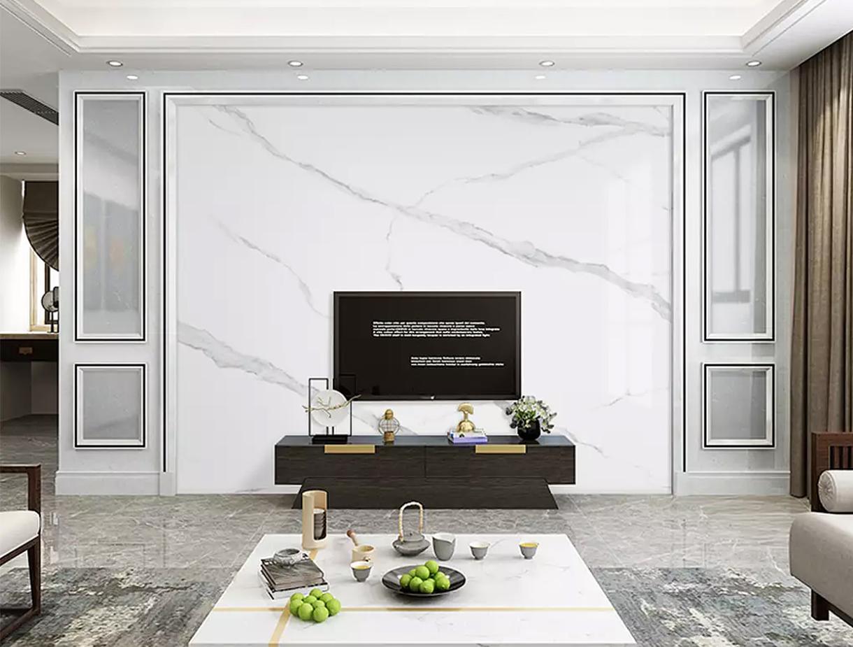 新中式风格瓷砖石材艺术背景墙,大理石瓷砖背景墙效果图