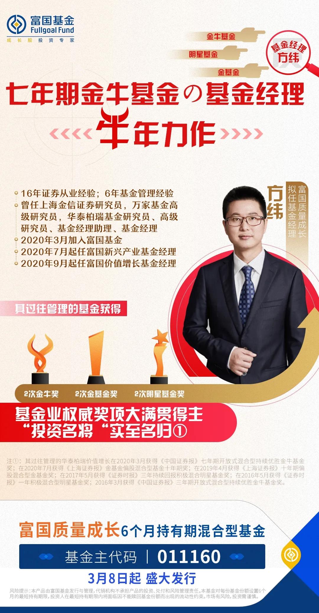 投资名将方纬掌舵富国质量成长今日首发