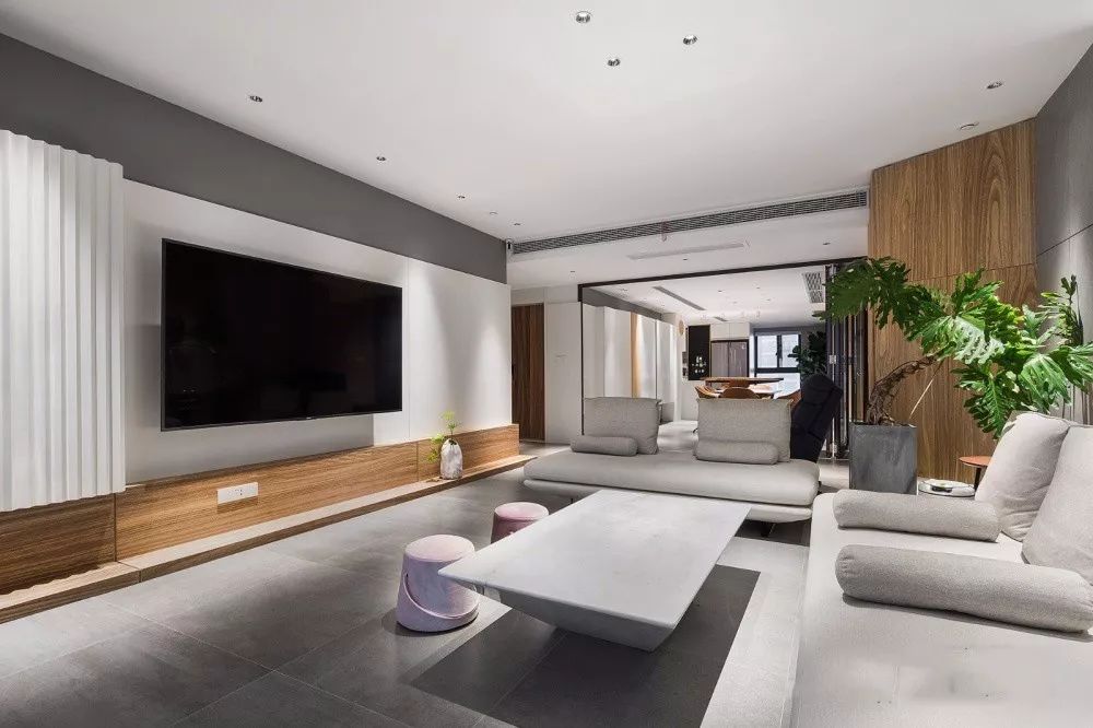 客厅地砖颜色怎么选现代简约款,冠珠摩卡灰地砖客厅效果图