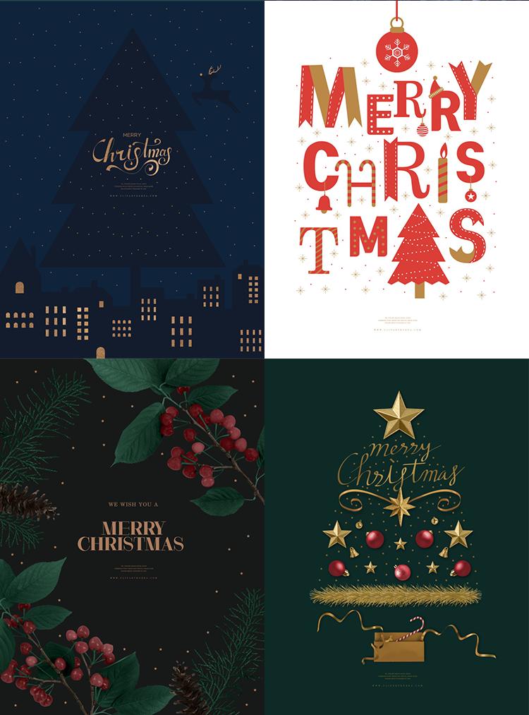 圣诞节主题海报制作图片,圣诞节海报素材和教程视频