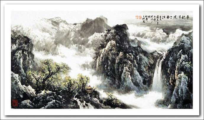 溪山山水画作品,郭金标高清山水画
