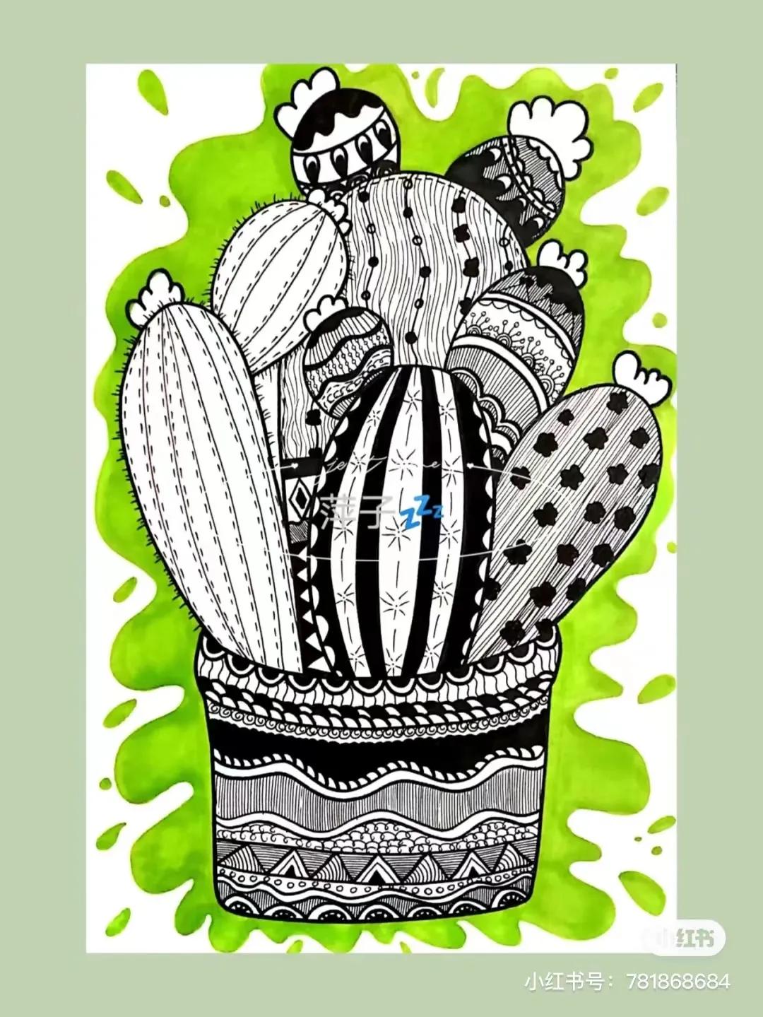 花卉简单线描创意画,花草线描画装饰