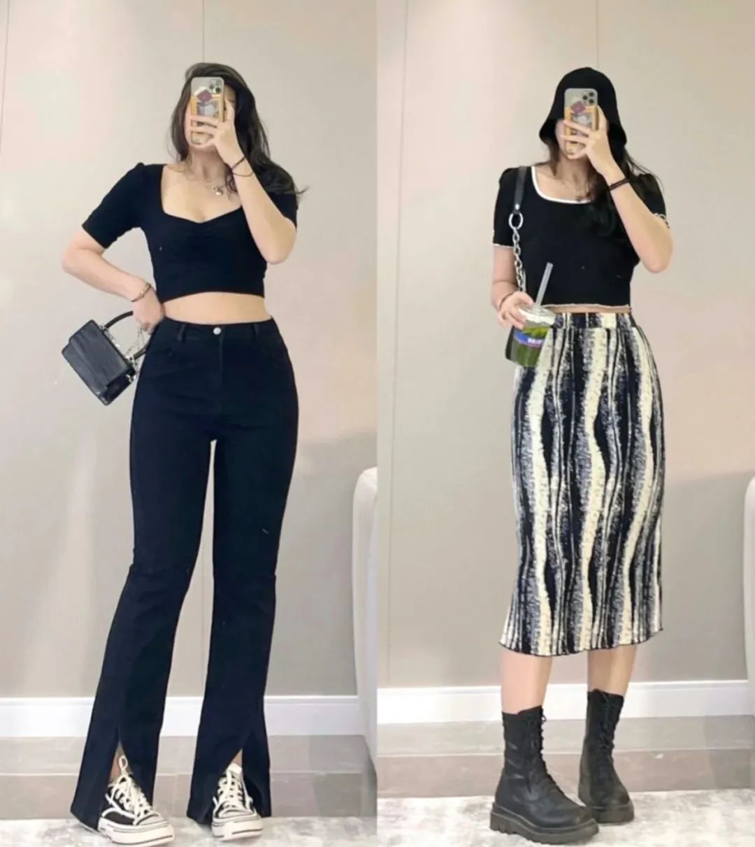 胸大和胸小穿衣对比哪个年轻,同一件衣服胸大和胸小同时穿对比