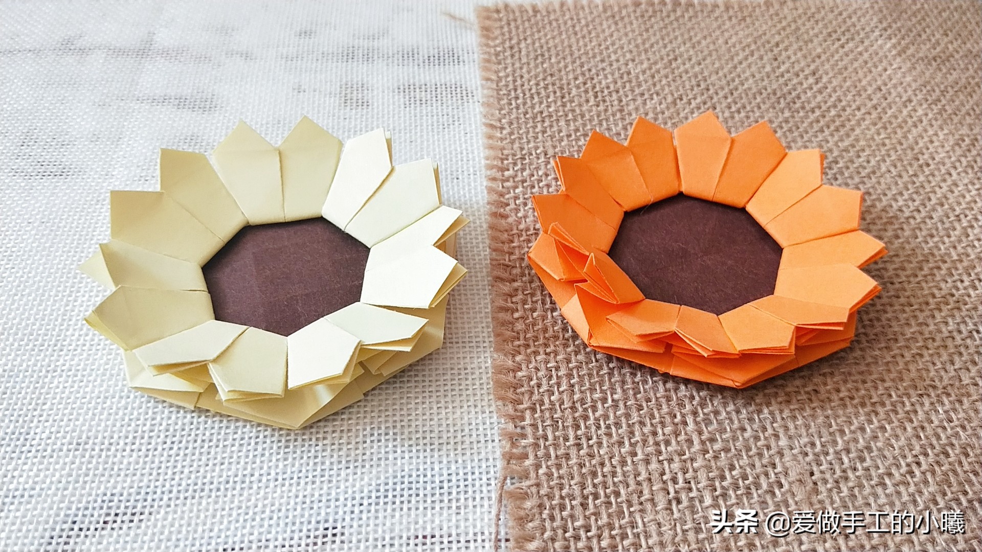 向日葵手工折纸手抄报立体,可以套在手上的向日葵折纸