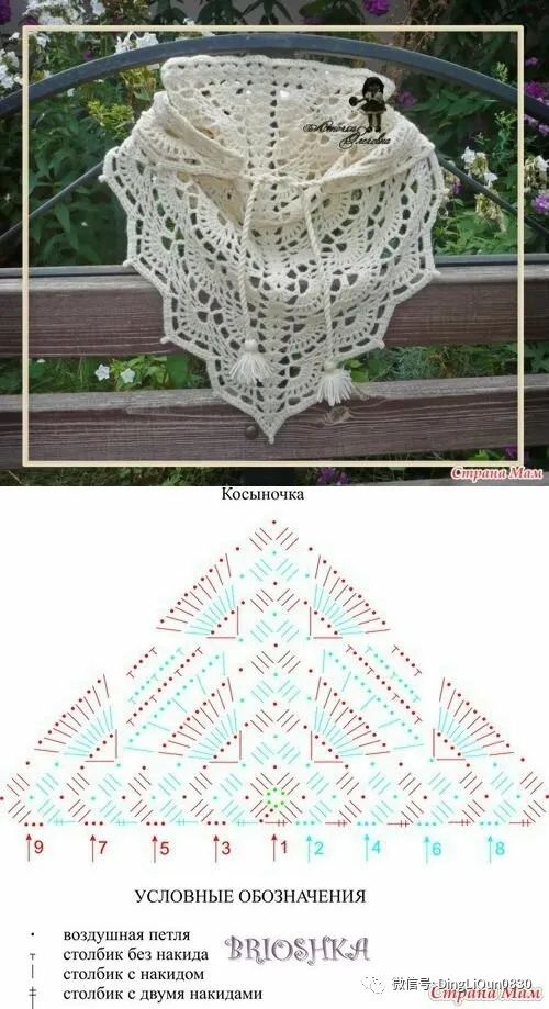 钩针钩贵夫人披肩最新花样图解,钩针夏河颜半圆形披肩图解