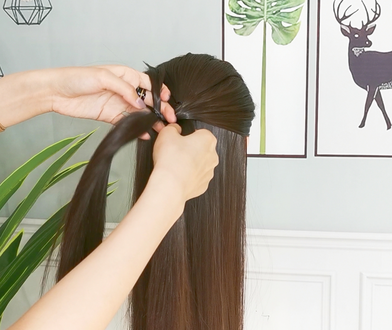 简单编发中短发旗袍,旗袍裙小童编发