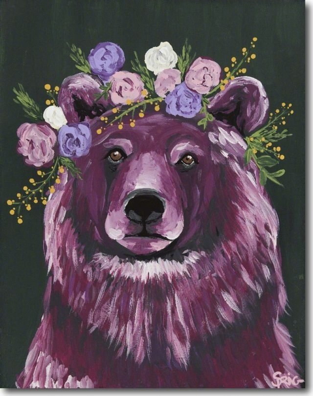 波西米亚风格的丙烯动物肖像，色彩鲜艳充满个性，装饰效果极强