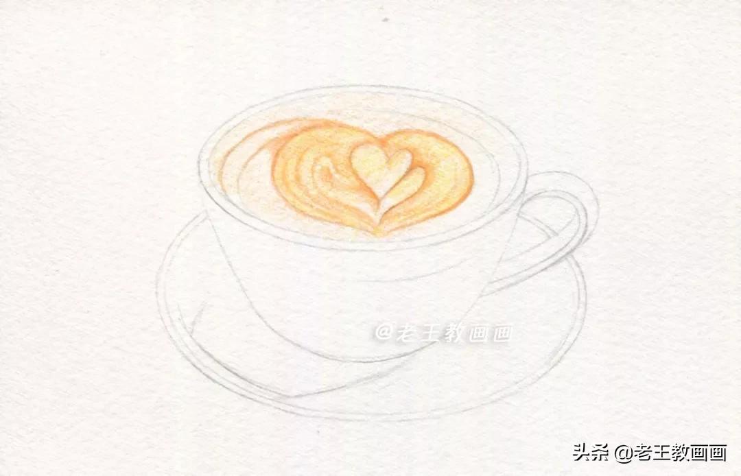 用水溶彩铅画一幅画,画拿铁咖啡彩铅有难度