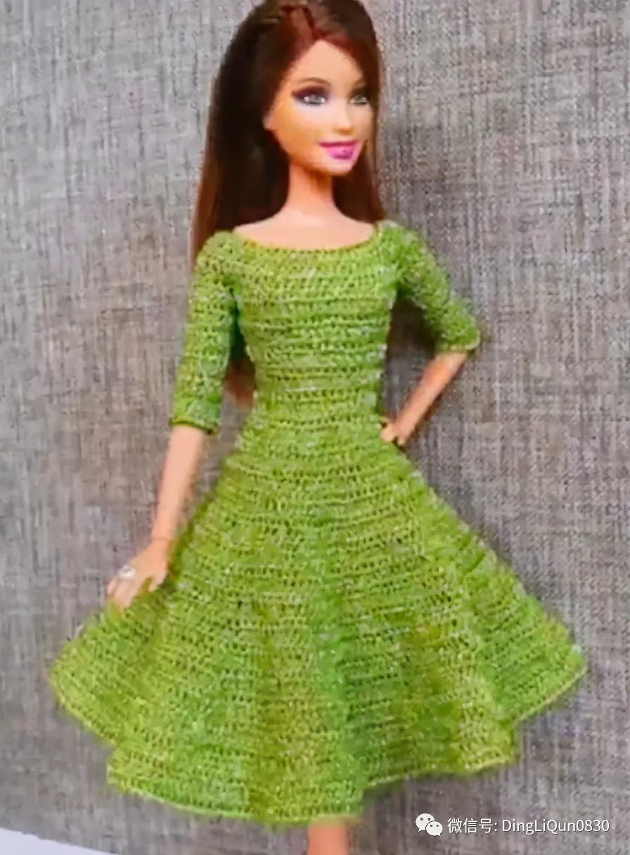 毛线编织芭比娃娃连衣裙图解,手工编织娃娃裙