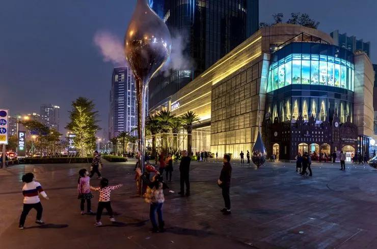 商业步行街景观设计效果图,现代商业街景观效果