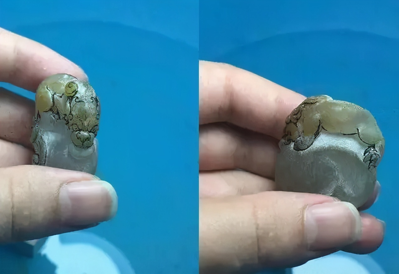 俏色巧雕翡翠金丝猴,底子细种老水头短的翡翠