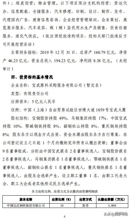 中国宝武集团原料采购中心,中国宝武国新投资