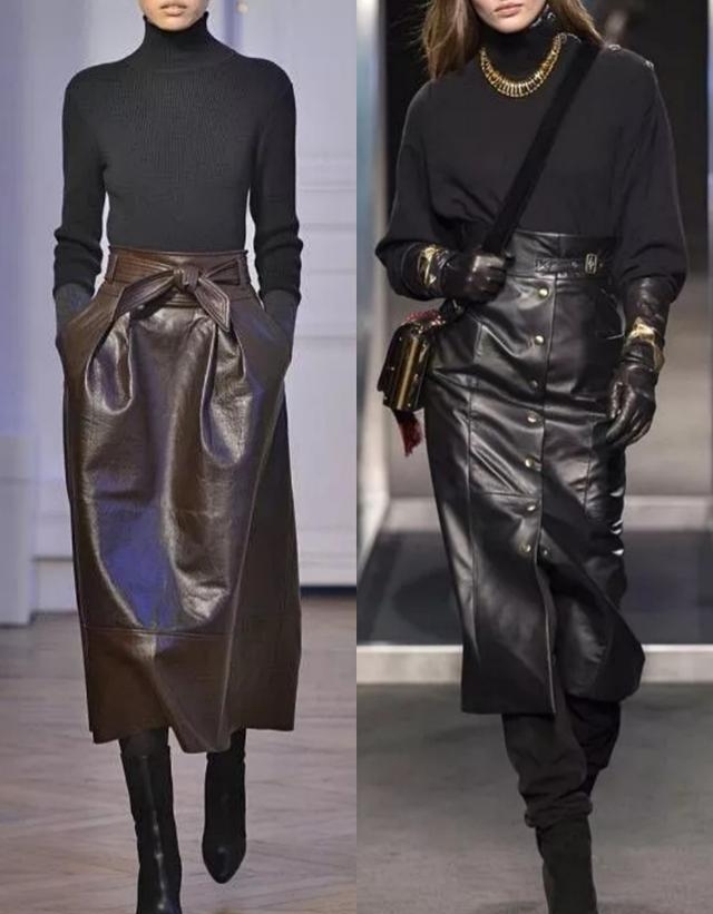 皮裙的高级穿搭,皮裙穿搭秋冬高级到膝盖