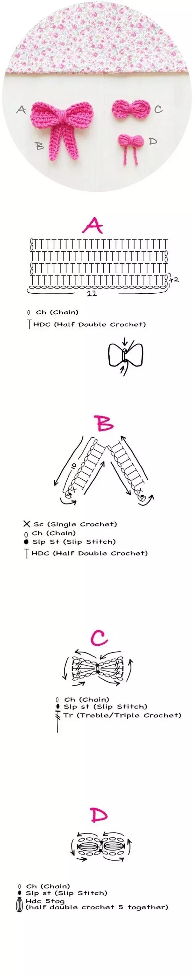 小的蝴蝶结发饰系法,小小的蝴蝶结钩织