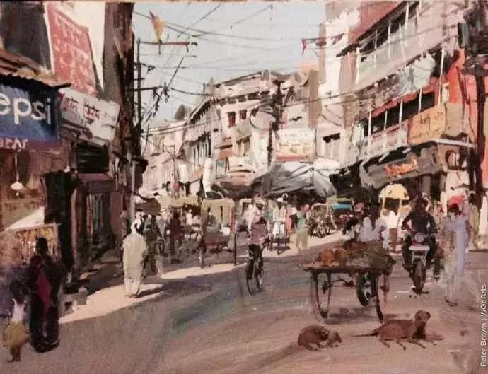 欧洲油画秋日街景,peterbrown油画从哪里买