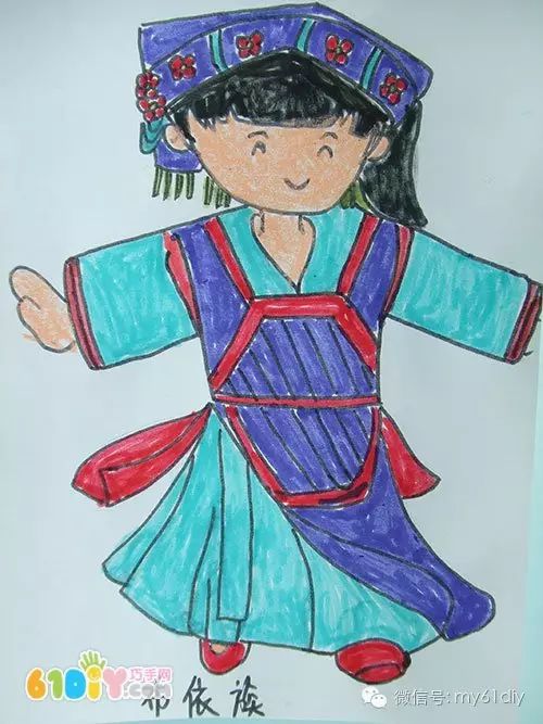 彩色少数民族儿童简笔画图片大全,五十六个民族简笔画卡通