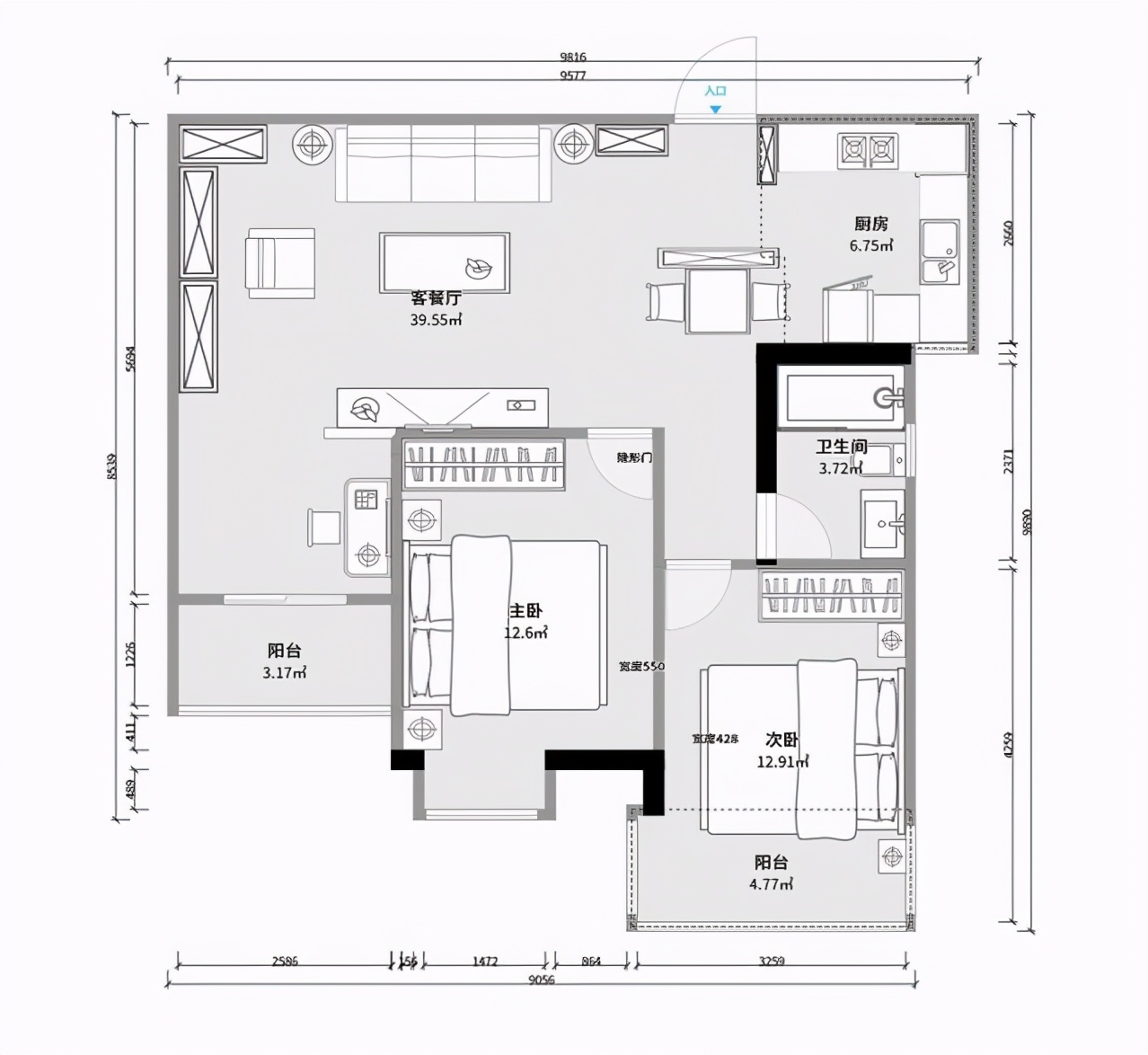 客餐厅采光方法,客餐厅错开的户型设计