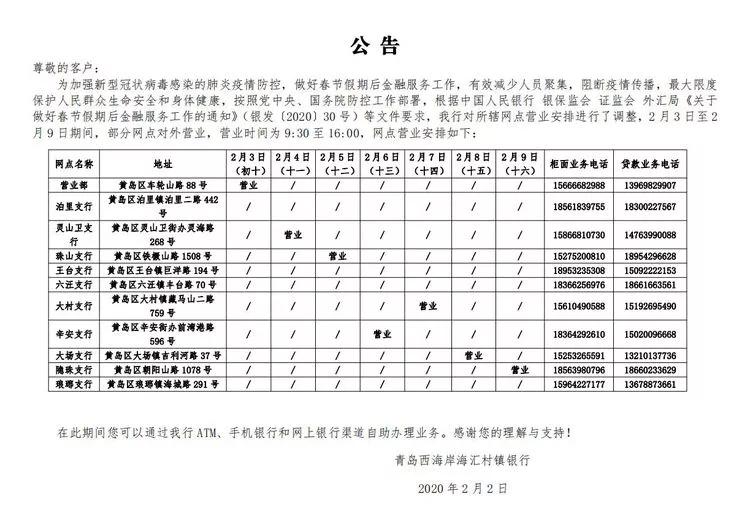 青岛银行网点营业时间,青岛银行最新信息