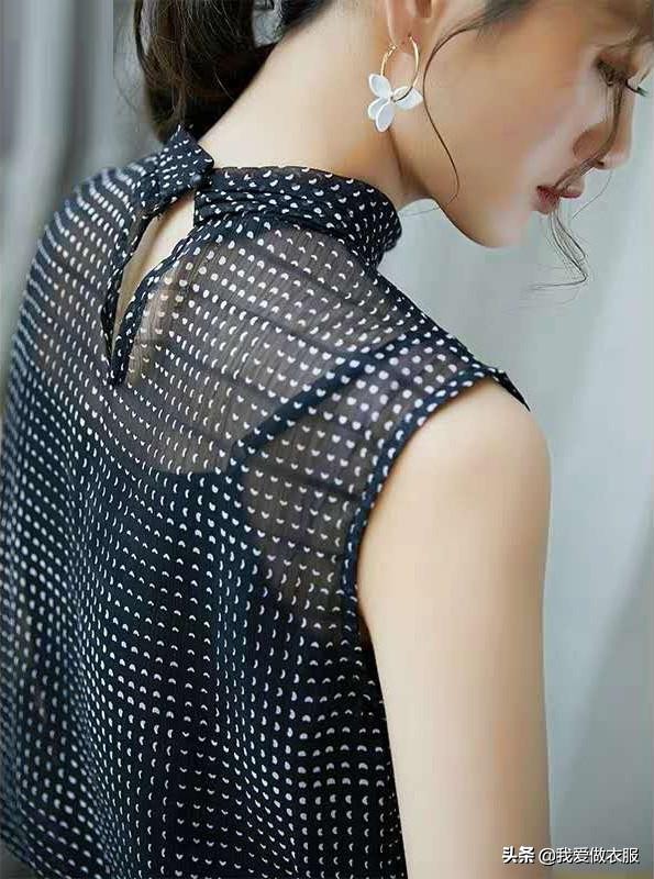 露肩无袖小领上衣裁剪图,立领偏襟夏季上衣裁剪图