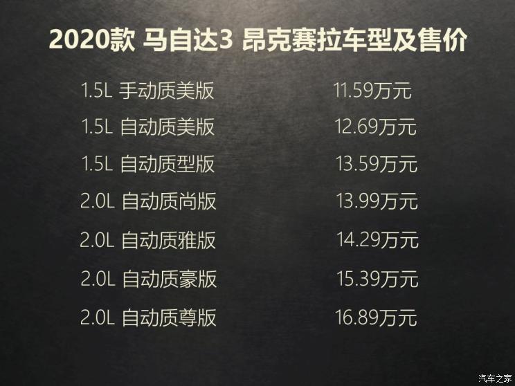马自达3昂克赛拉2021款2.0落地价,马自达32.0质雅裸车价