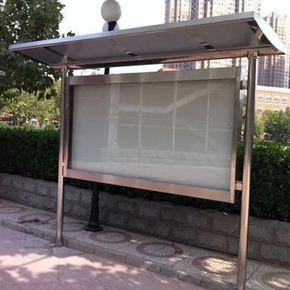 不锈钢移动广告宣传栏效果图,液压不锈钢宣传栏制作全过程