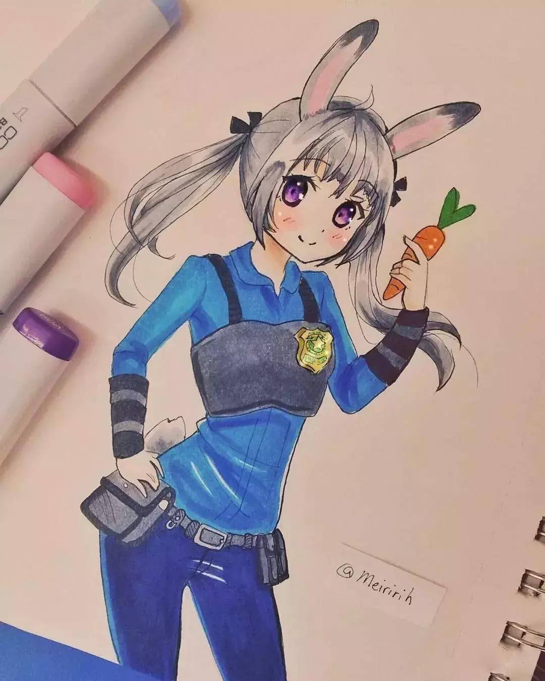 可爱动漫人物手绘马克笔,马克笔好看的动漫人物