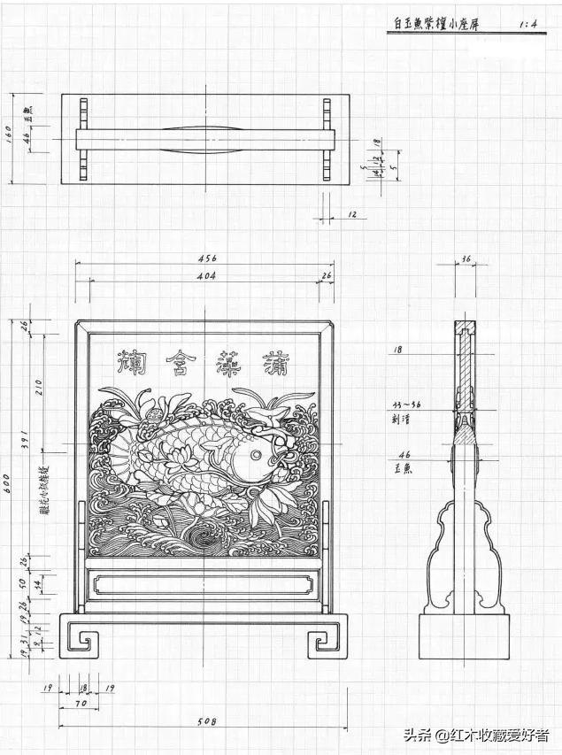 中国传统家具手绘三视图,古典家具设计图纸