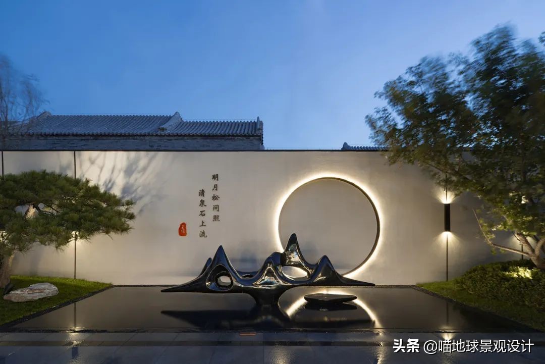 景墙圆形造型价格,简洁欧式庭院景观墙设计