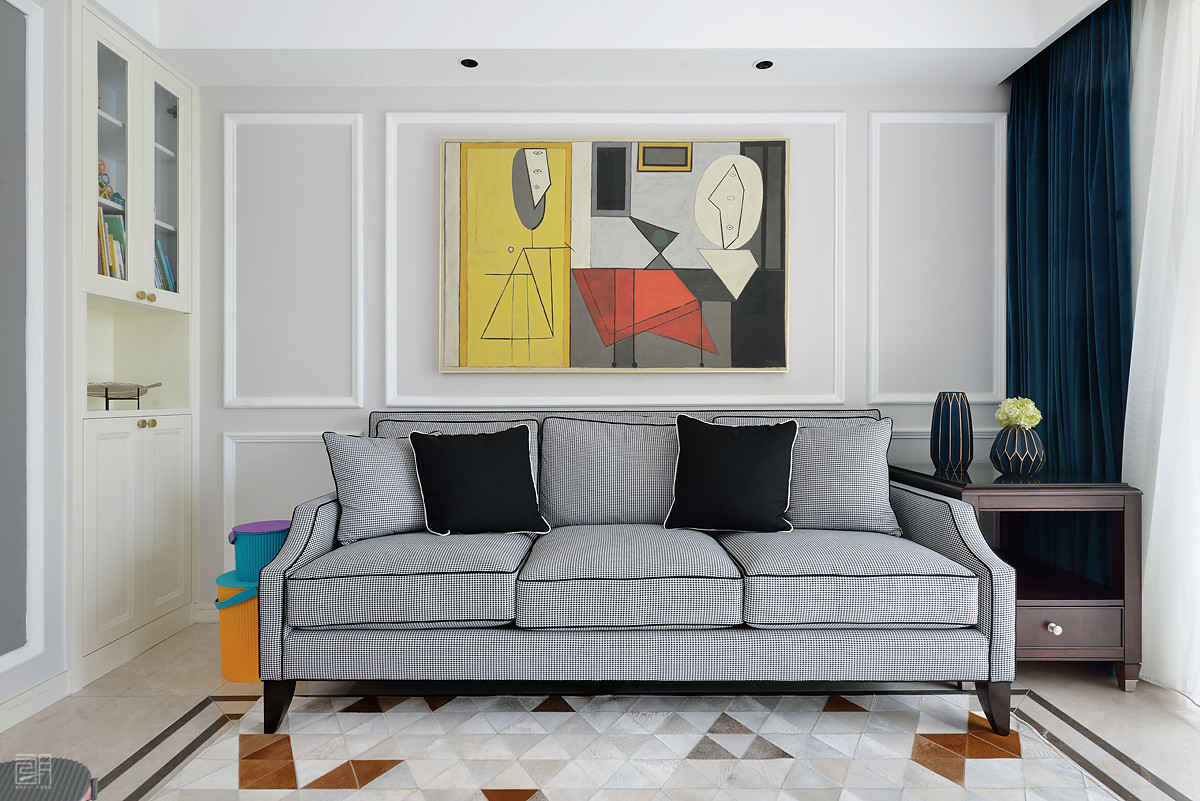 135平方米美式3房2厅精装修效果图,110平的美式风格三居清新优雅