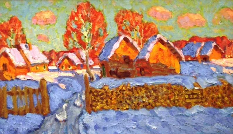 油画色彩风景,简单的风景画作