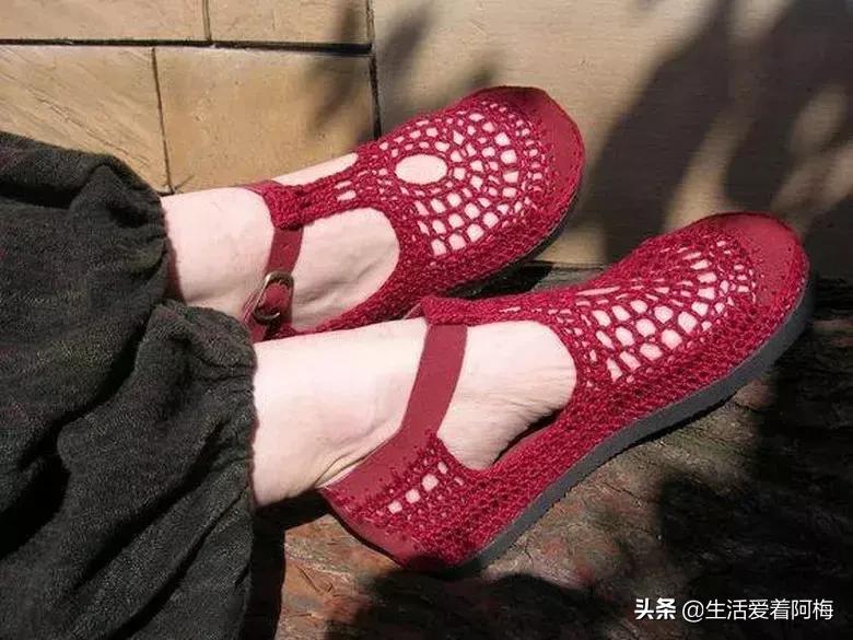 钩鞋收尾花边编织教程,鞋子怎么钩织