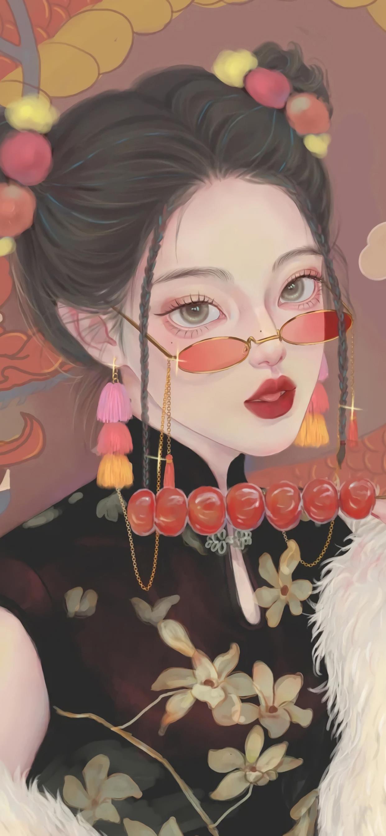 好看的女生壁纸插画图,插画小清新女生壁纸