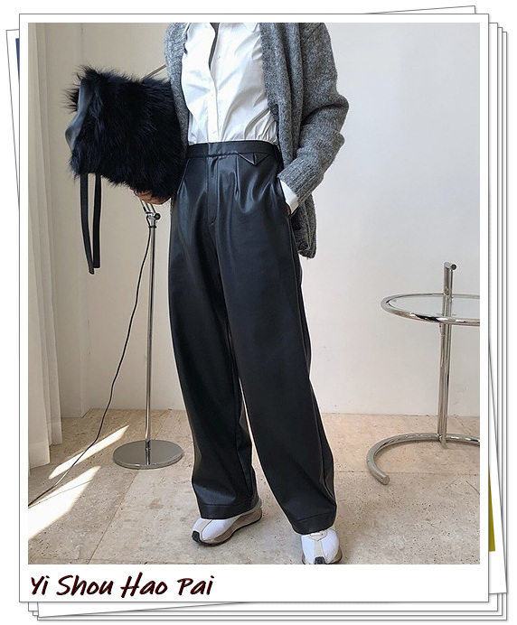 2020皮裤怎么搭配好看,冬季宽松长皮裤怎么搭配好看
