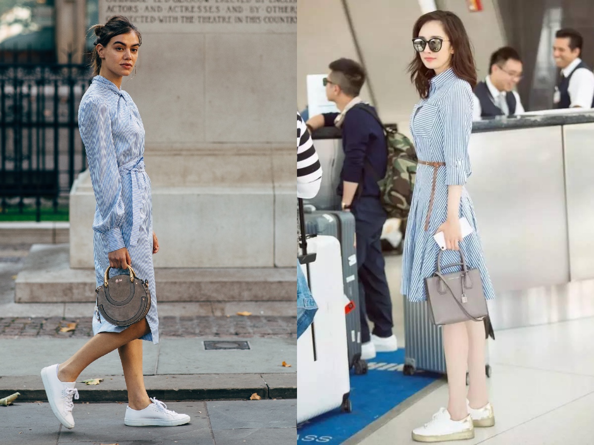 细高跟鞋搭配连衣裙,连衣裙高跟鞋优雅有女人味