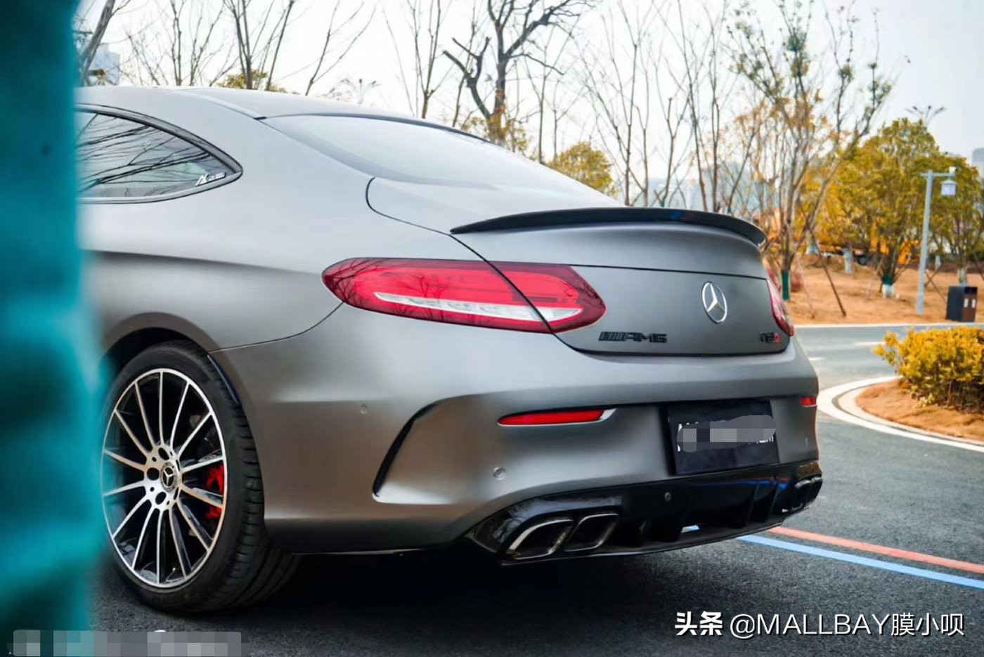 奔驰c63改色前杠教学,21款奔驰c改c63液态灰