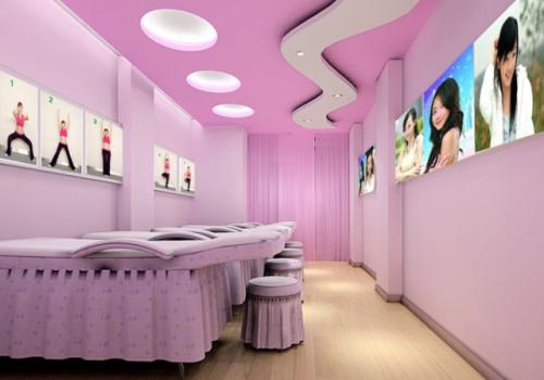 小型美容加盟店装修,50平米精致小型美容店装修