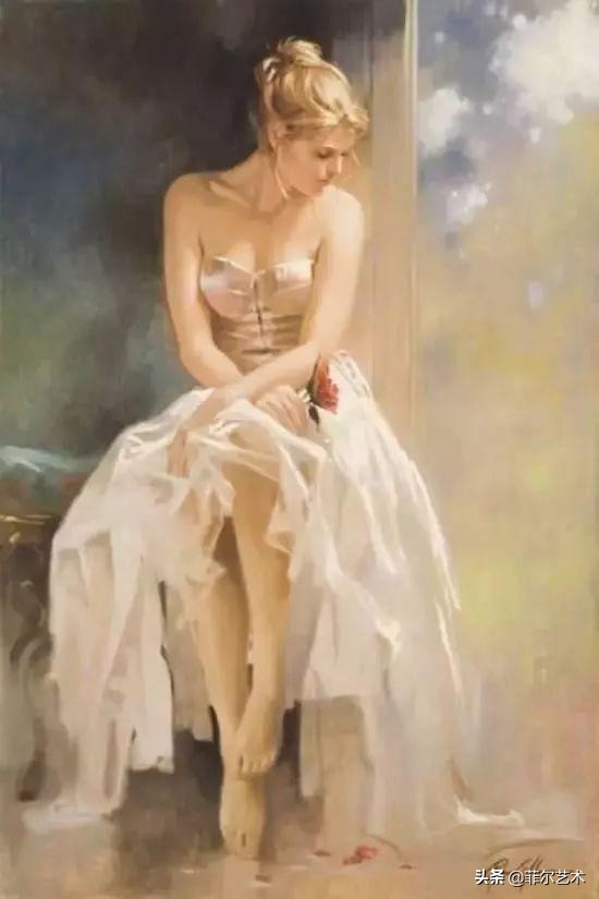 现代艺术油画中的美人,阳光美少女图片绘画