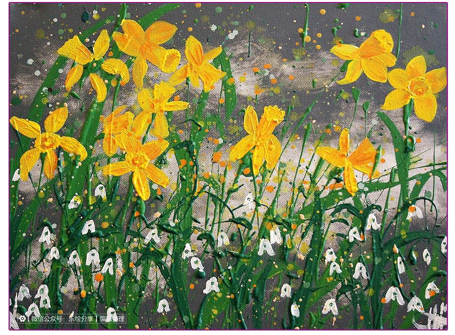 膏状水彩颜料绘画花草,藤蔓植物创意画颜料