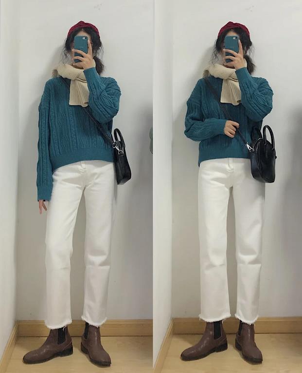 绿色毛衣显白还是蓝色毛衣显白,深蓝色毛衣配什么颜色上衣显白