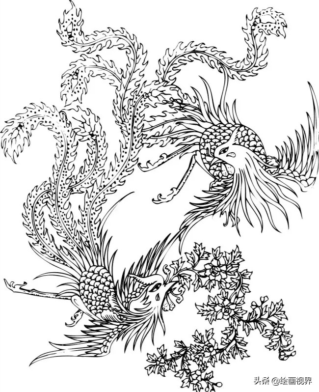 凤鸟纹怎么画最简单,凤纹手绘图片大全