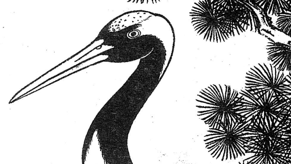 仙鹤桃子工笔白描稿,工笔画仙鹤高清图上色步骤图