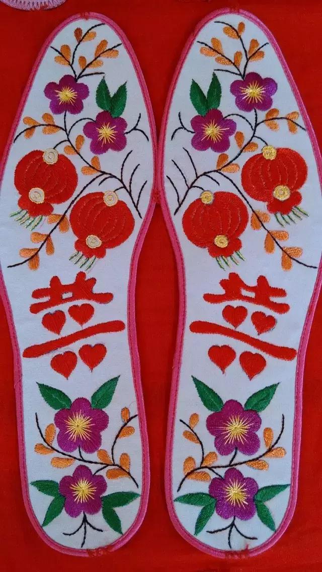 刺绣鞋垫花样各种图案教程,几何鞋垫图案鞋垫绣法