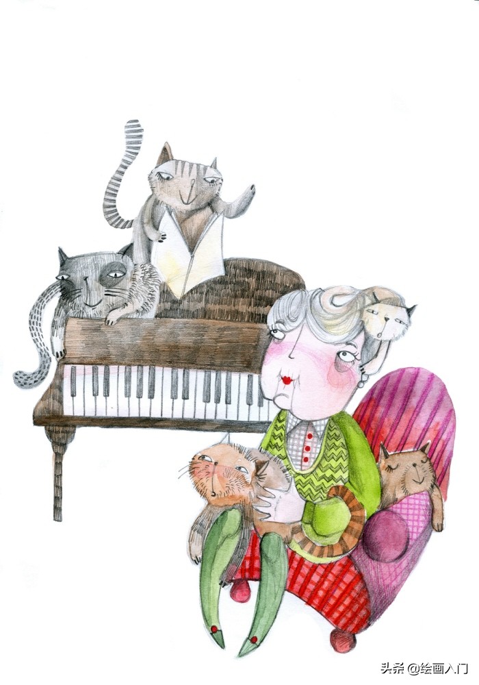 关于《童年》的插画作品,童年我和姥姥手绘插画