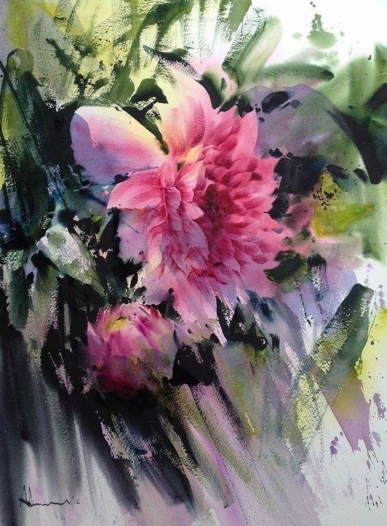 波兰画家水彩花卉,泰国水彩花卉画家