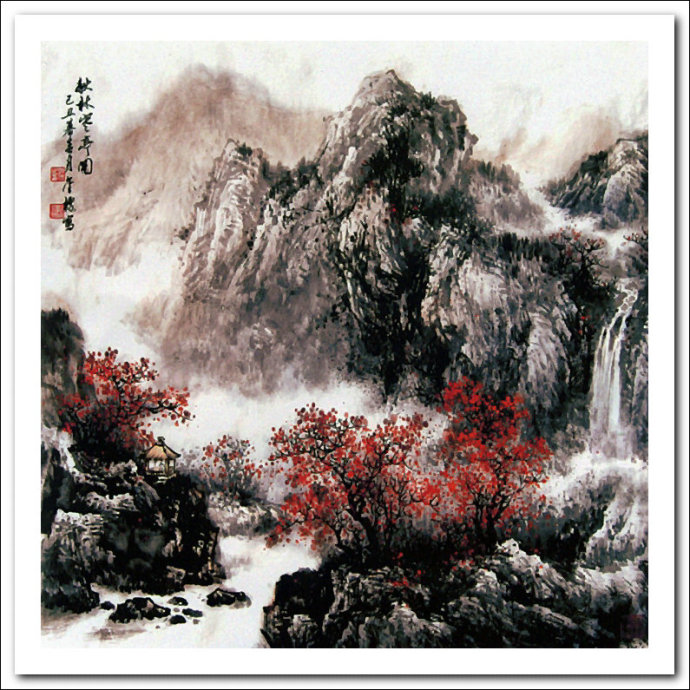 溪山山水画,溪山风骨山水图