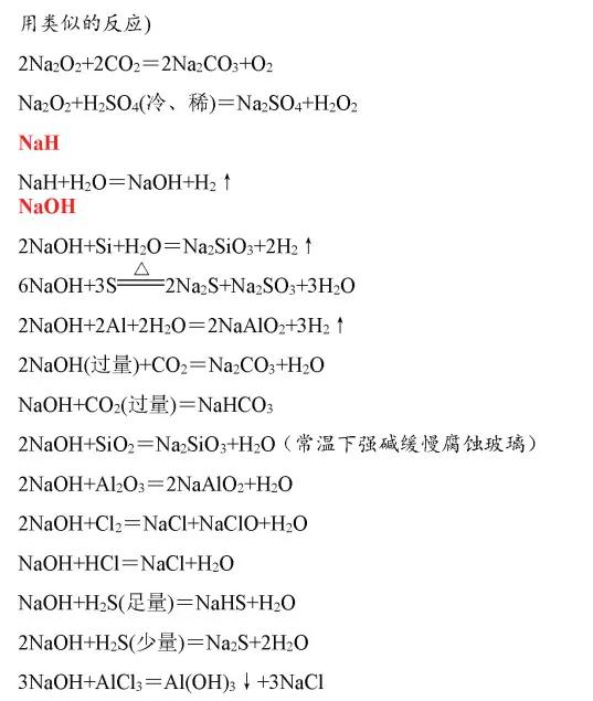 高考化学必考化学方程式,高中化学必考261个化学方程式